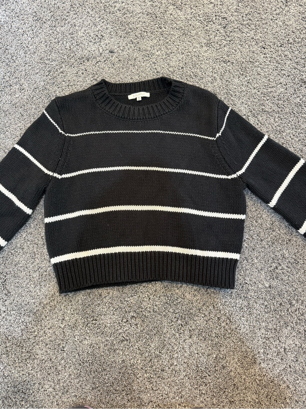 Z Supply Black and White Striped Crewneck Sweater